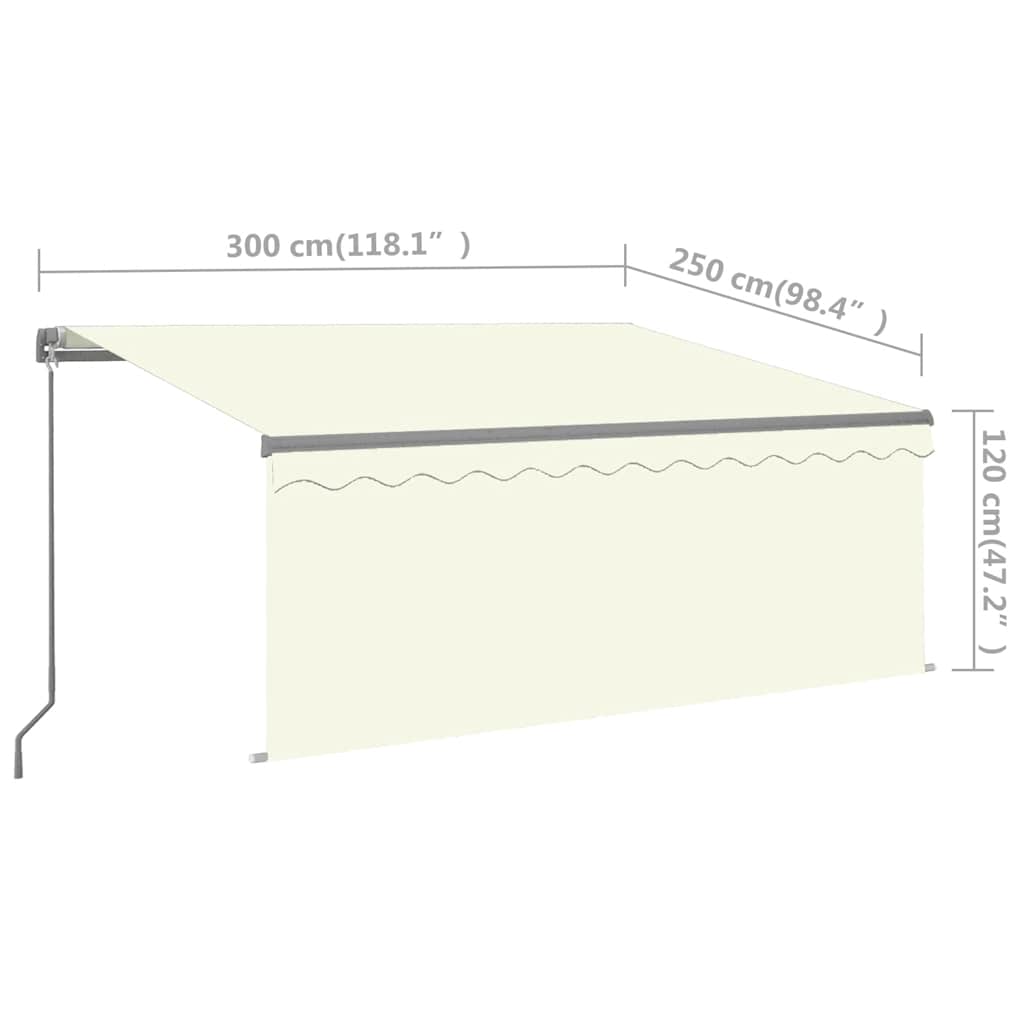 Tenda da Sole Retrattile Manuale con Parasole 3x2,5 m Crema | homemem39