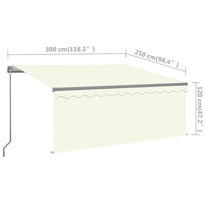 Tenda da Sole Retrattile Manuale con Parasole 3x2,5 m Crema
