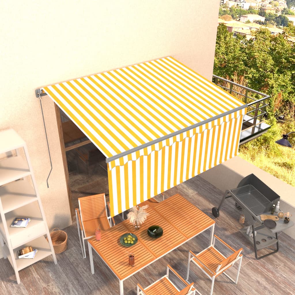 Tenda Sole Retrattile Manuale con Parasole 3x2,5m Gialla Bianca | homemem39