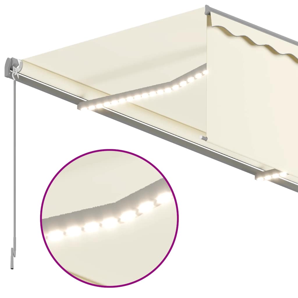 Tenda da Sole Retrattile Manuale con LED 3x2,5 m Crema - homemem39