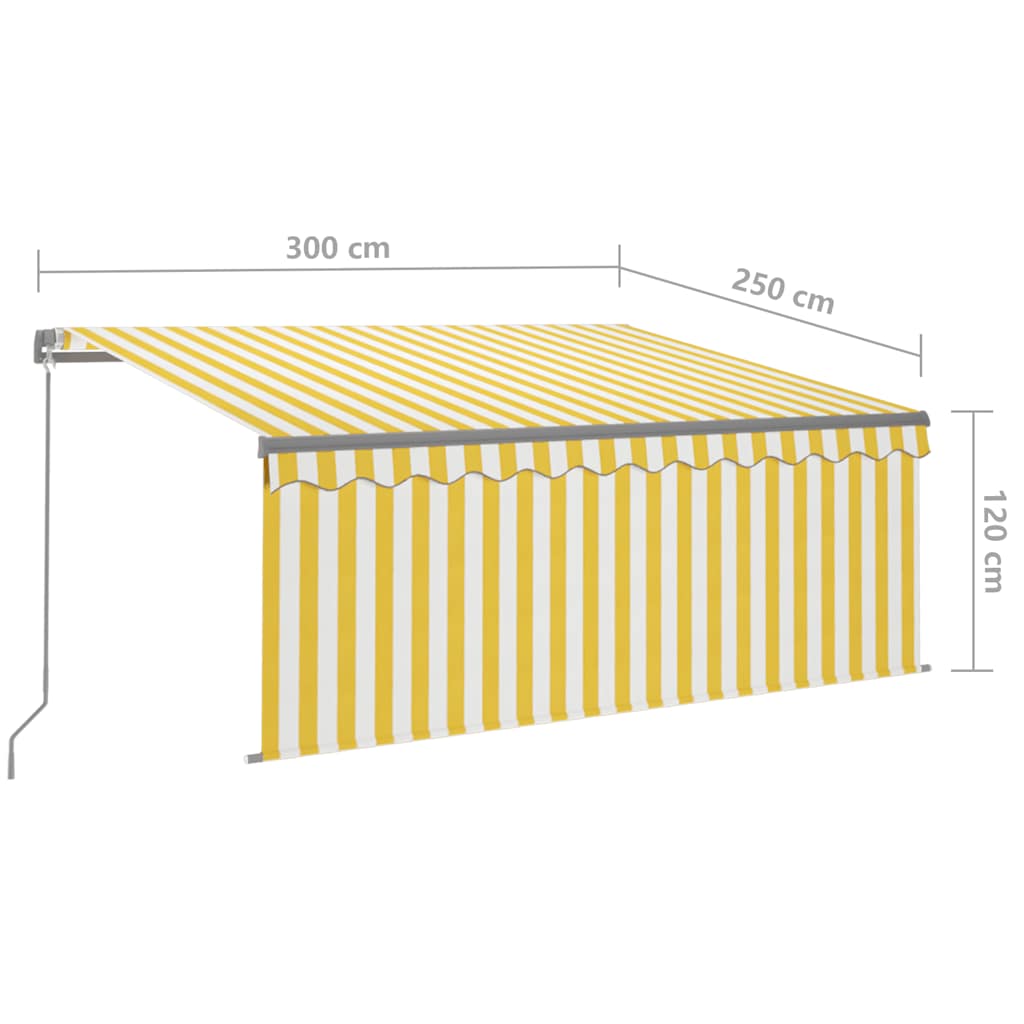 Tenda Sole Retrattile Manuale Parasole LED 3x2,5m Gialla Bianca - homemem39