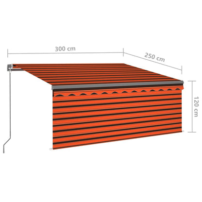 Tenda Sole Retrattile Manuale con LED 3x2,5m Arancione Marrone - homemem39