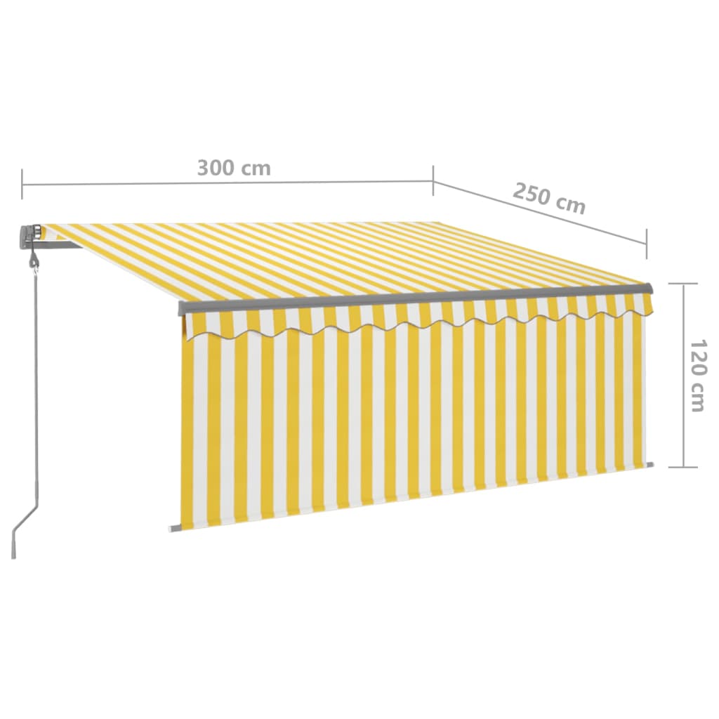 Tenda Sole Retrattile Automatica e Parasole 3x2,5mGialla Bianca - homemem39