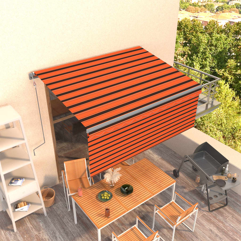 Tenda da Sole Retrattile Automatica 3x2,5m Arancione e Marrone - homemem39