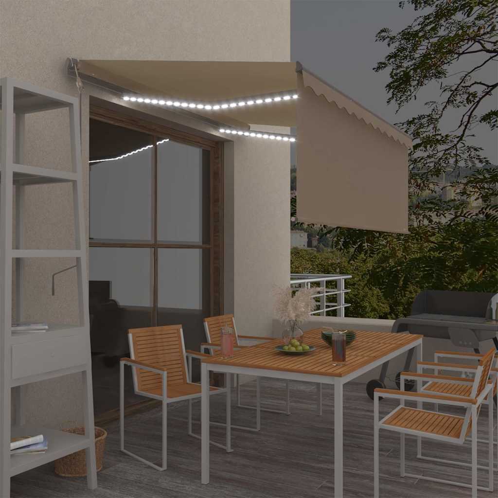 Tenda Automatica con Parasole LED e Sensore Vento 3x2,5m Crema | homemem39