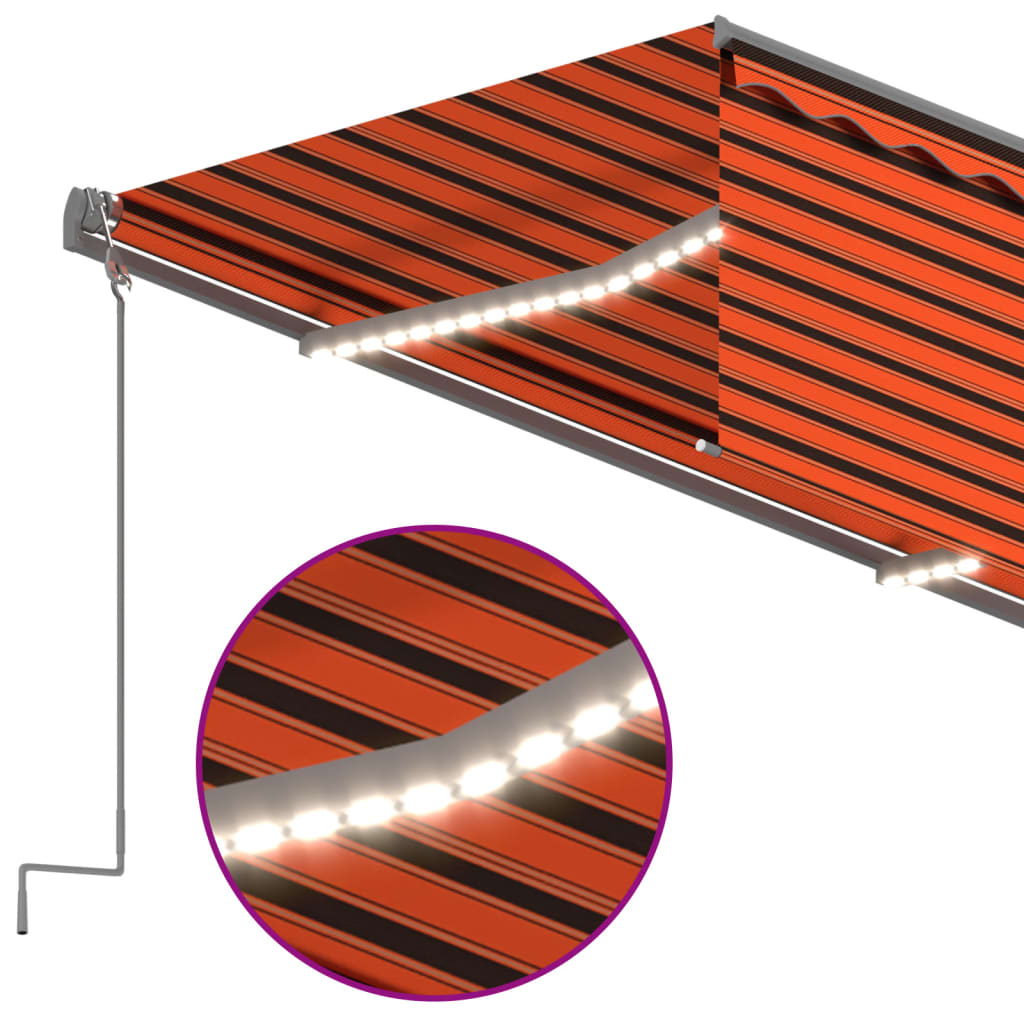 Tenda Automatica LED Sensore Vento 3x2,5m Arancione Marrone | homemem39