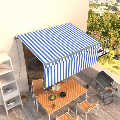 Tenda Sole Retrattile Manuale con Parasole 3,5x2,5 m Blu Bianco