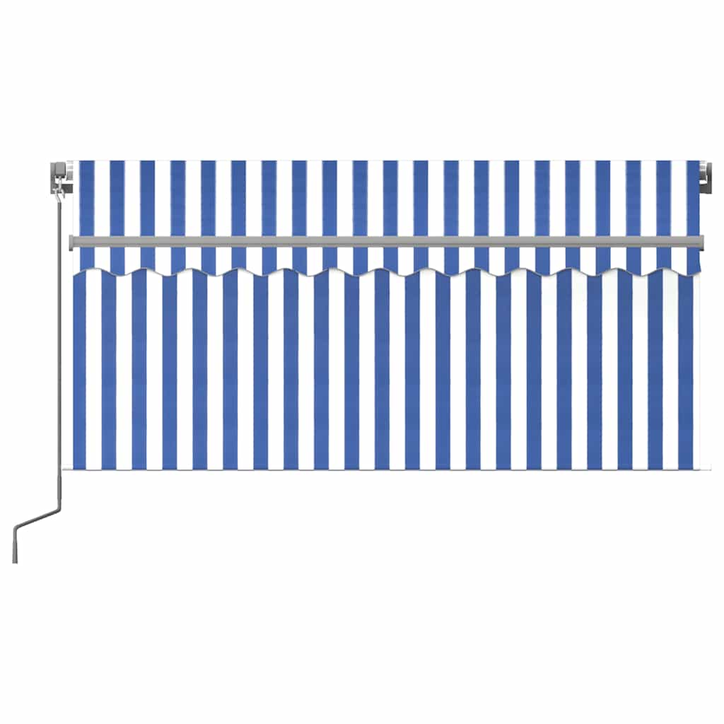 Tenda Sole Retrattile Manuale con LED 3,5x2,5 m Blu e Bianco | homemem39