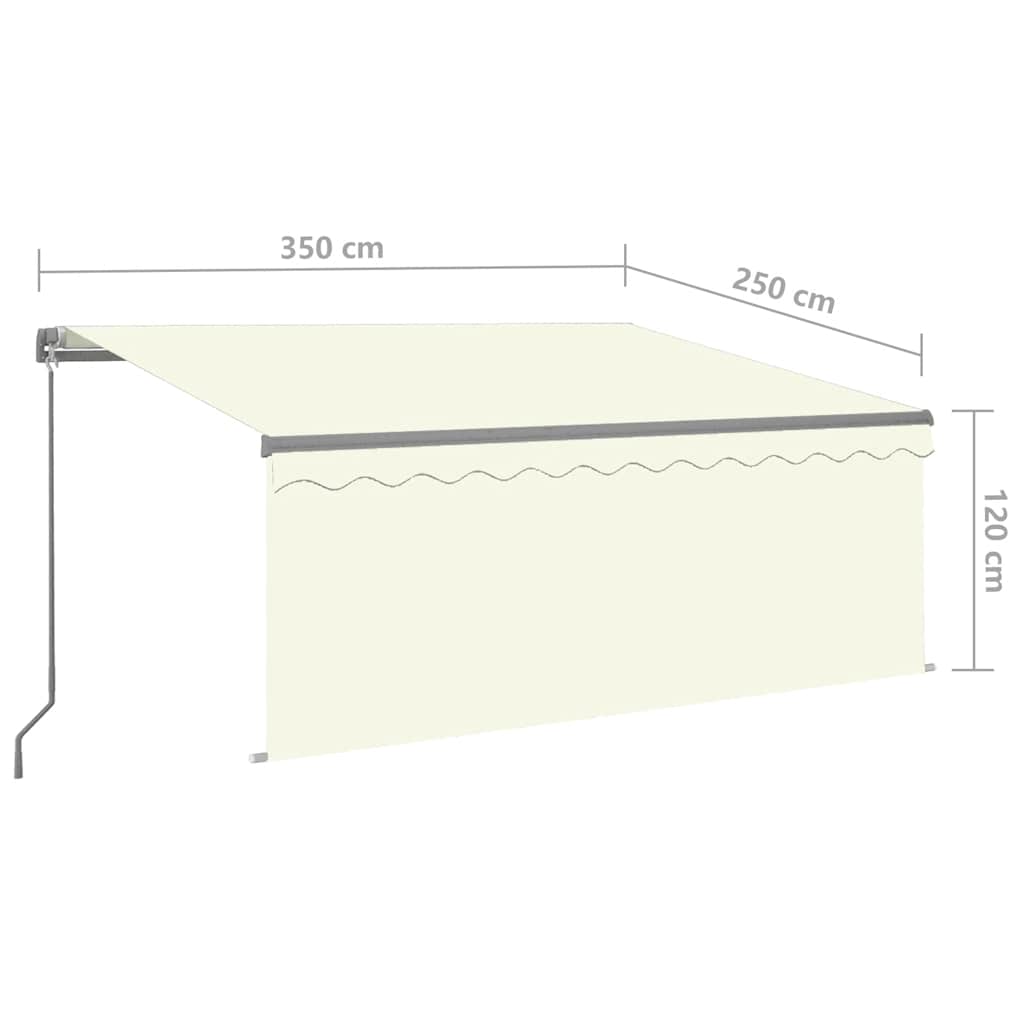 Tenda da Sole Retrattile Manuale con LED 3,5x2,5 m Crema | homemem39