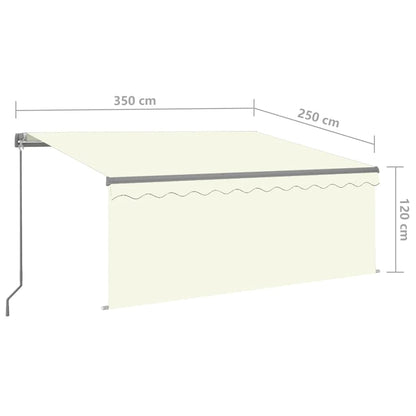 Tenda da Sole Retrattile Manuale con LED 3,5x2,5 m Crema