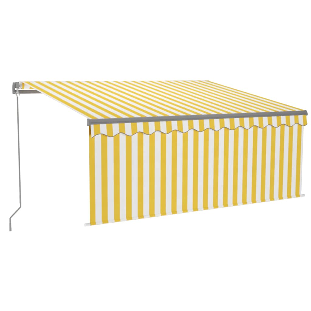 Tenda da Sole Retrattile Parasole LED 3,5x2,5m Gialla e Bianca - homemem39