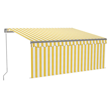 Tenda da Sole Retrattile Parasole LED 3,5x2,5m Gialla e Bianca - homemem39