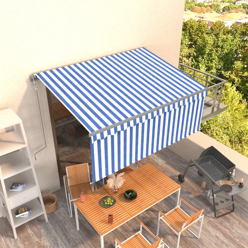 Tenda Sole Retrattile Automatica Parasole 3,5x2,5m Blu Bianco - homemem39
