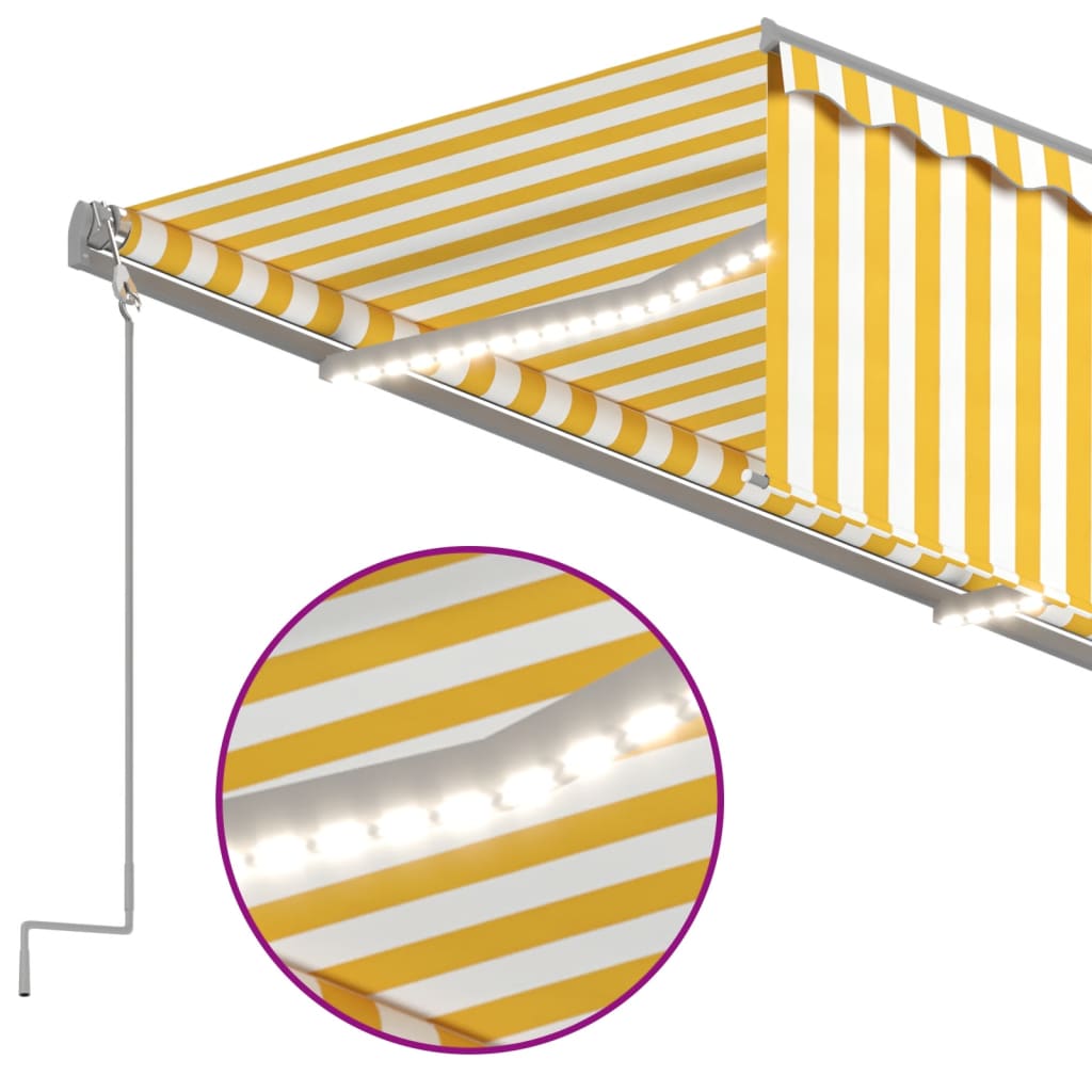 Tenda Automatica Sensore Vento e LED 3,5x2,5 m Gialla e Bianca | homemem39