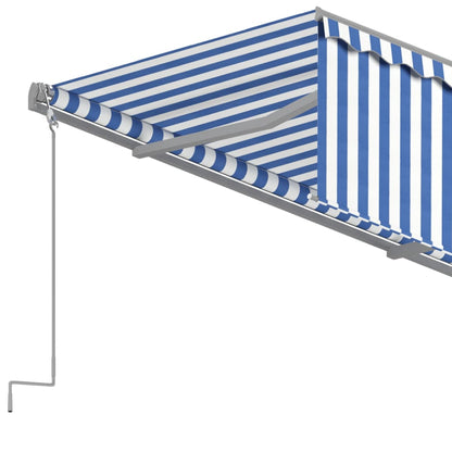 Tenda Sole Retrattile Manuale con Parasole 4x3m Blu e Bianco - homemem39