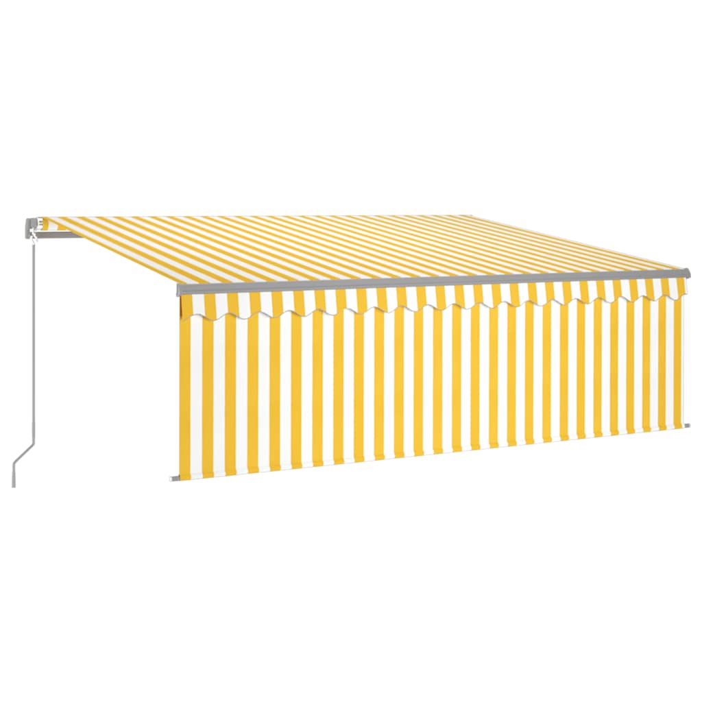 Tenda Sole Retrattile Manuale con Parasole 4x3m Gialla Bianca - homemem39