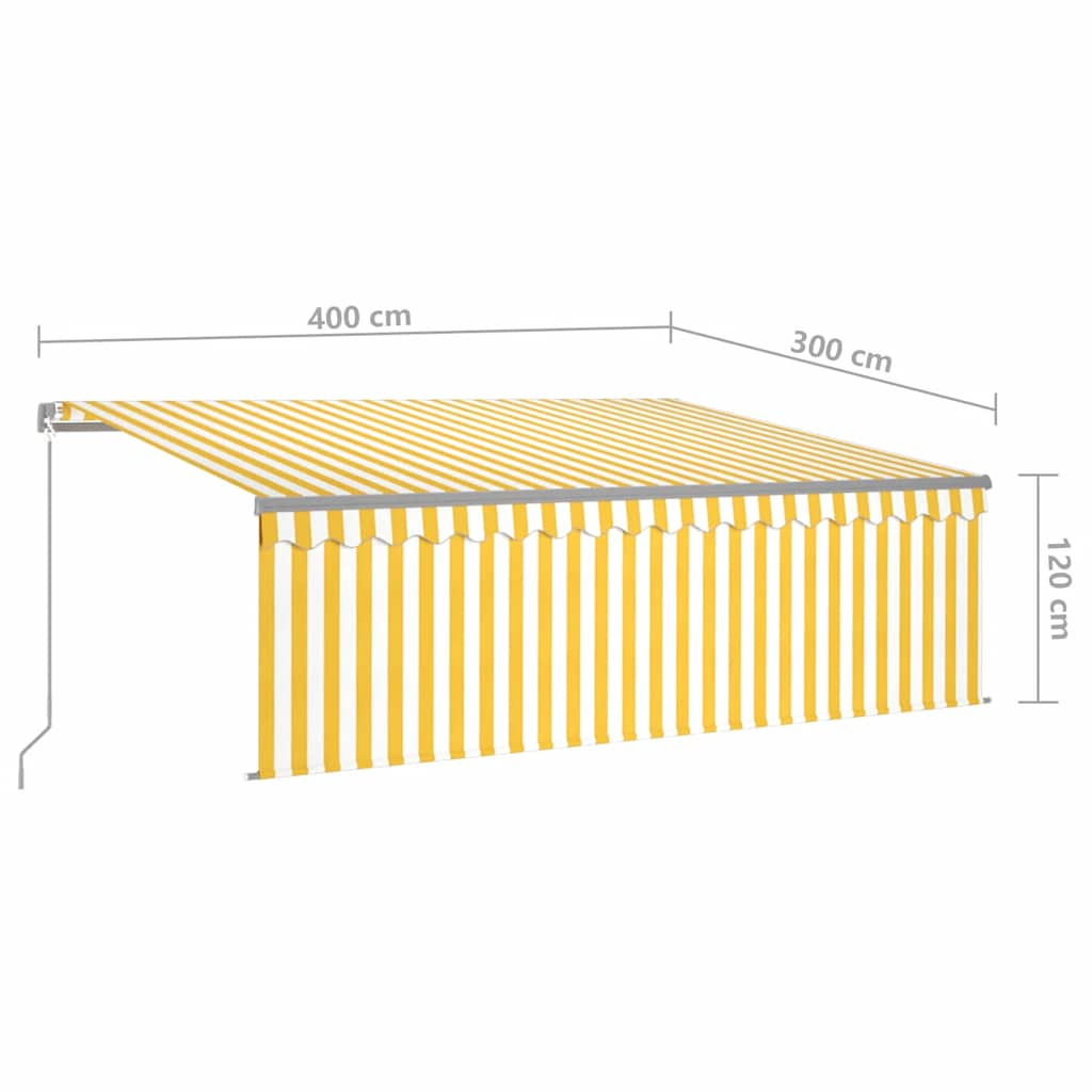 Tenda Sole Retrattile Manuale Parasole e LED 4x3m Gialla Bianca - homemem39