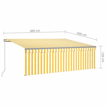 Tenda Sole Retrattile Manuale Parasole e LED 4x3m Gialla Bianca - homemem39