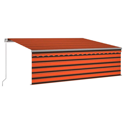 Tenda Sole Retrattile Manuale Parasole LED 4x3m Arancio Marrone - homemem39