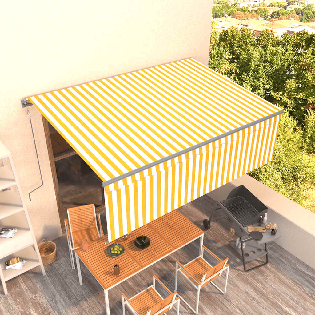 Tenda Retrattile Automatica con Parasole 4x3m Gialla Bianca - homemem39