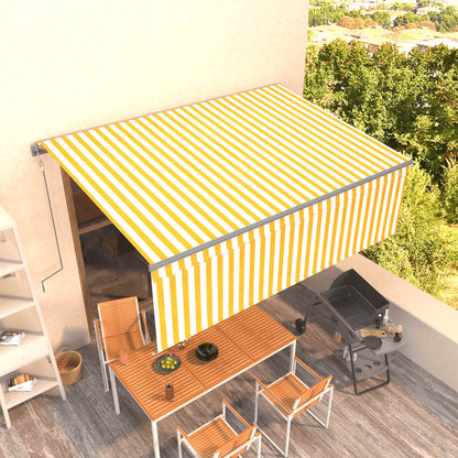 Tenda Retrattile Automatica con Parasole 4x3m Gialla Bianca - homemem39