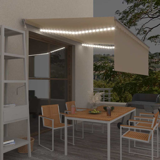 Tenda Automatica con Parasole LED e Sensore Vento 4x3 m Crema - homemem39