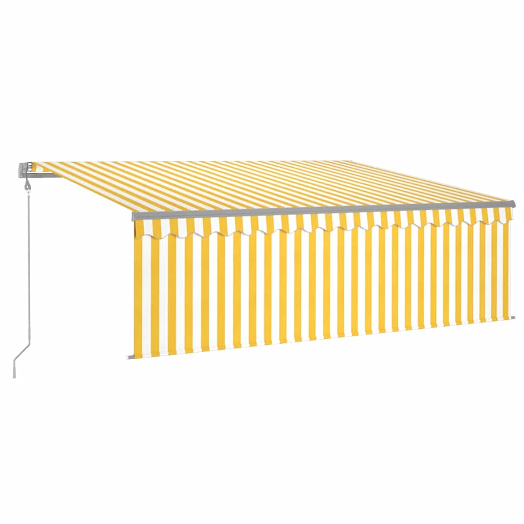 Tenda Automatica con Sensore Vento LED 4x3 m Gialla/Bianca - homemem39