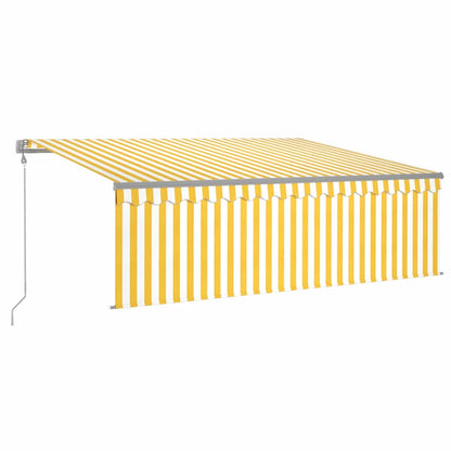Tenda Automatica con Sensore Vento LED 4x3 m Gialla/Bianca - homemem39