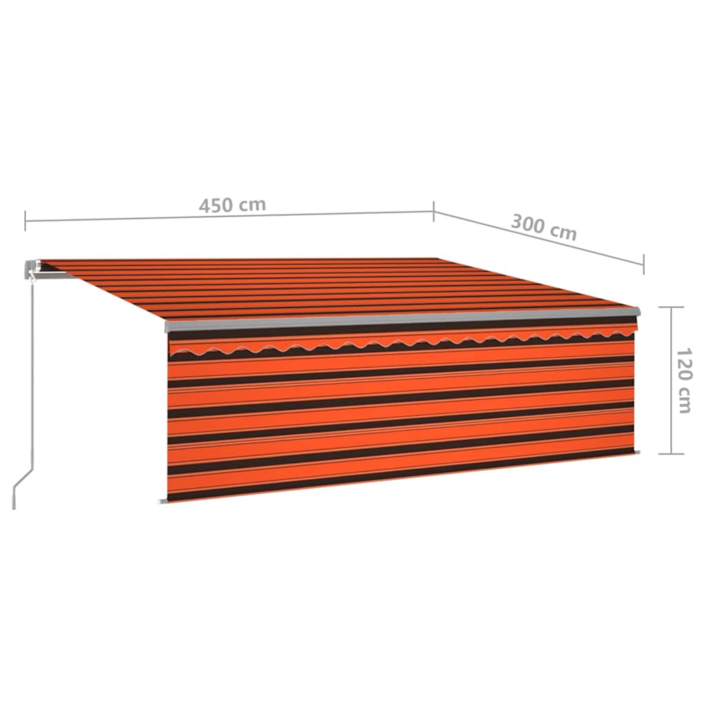 Tenda da Sole Manuale con Parasole 4,5x3m Arancione Marrone