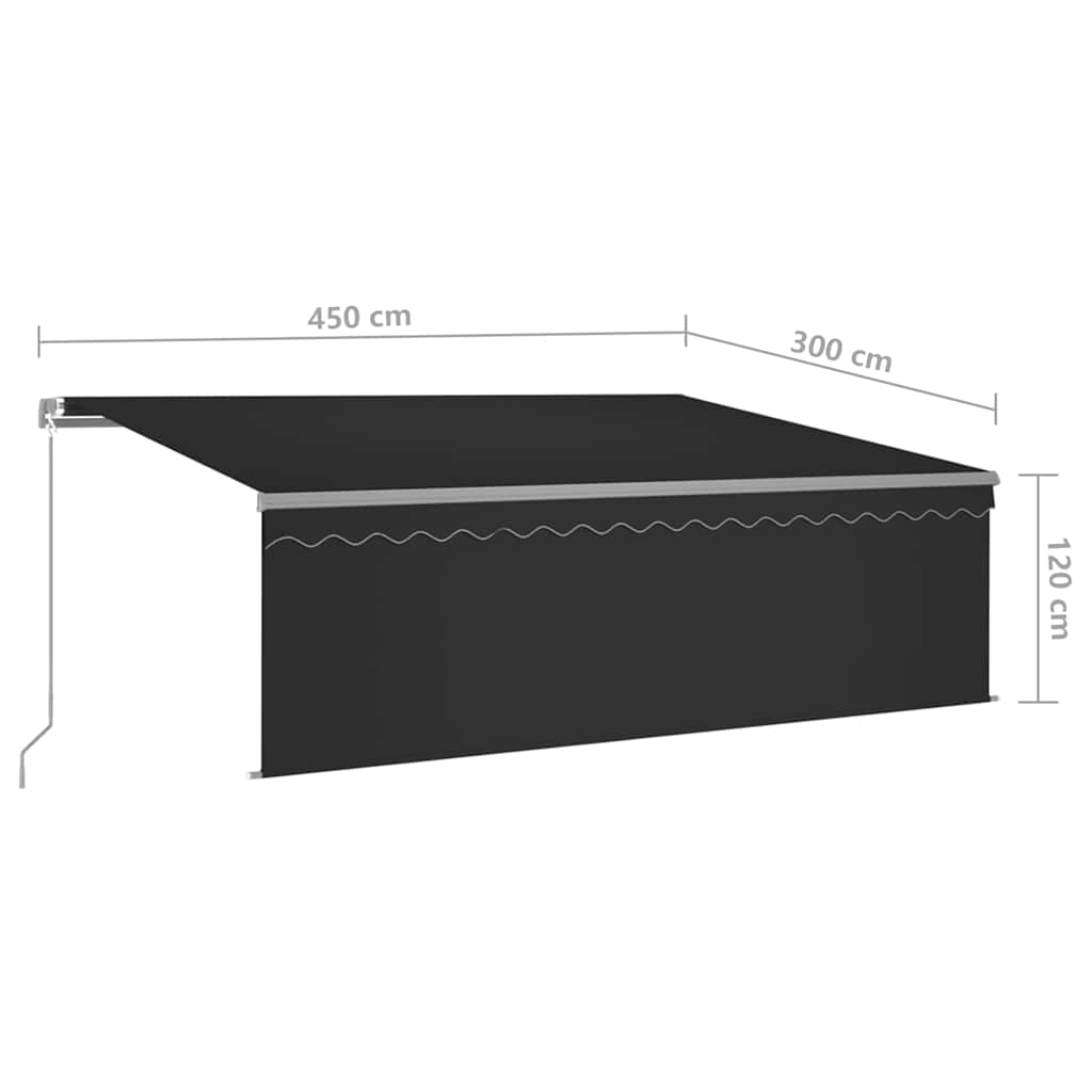 Tenda da Sole Retrattile Manuale con LED 4,5x3 m Antracite - homemem39