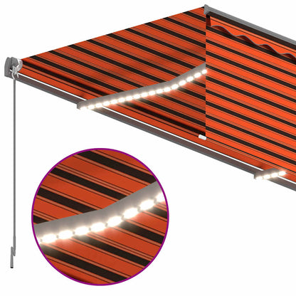 Tenda Sole Retrattile Manuale con LED 4,5x3m Arancione Marrone - homemem39