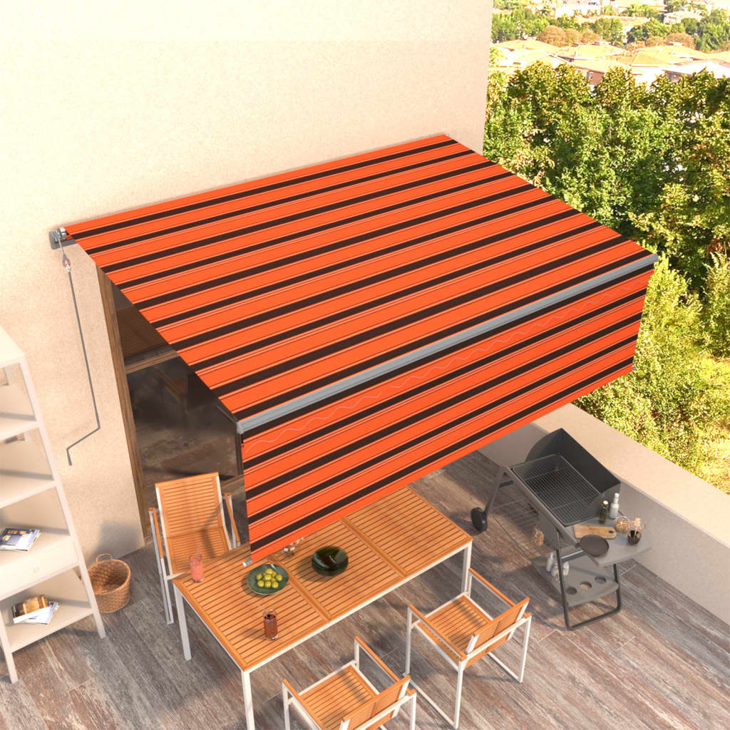 Tenda da Sole Retrattile Automatica 4,5x3m Arancione e Marrone - homemem39