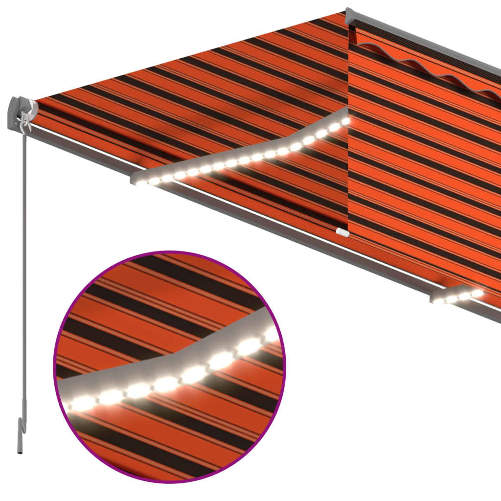 Tenda Automatica LED Sensore Vento 4,5x3 m Arancione e Marrone | homemem39