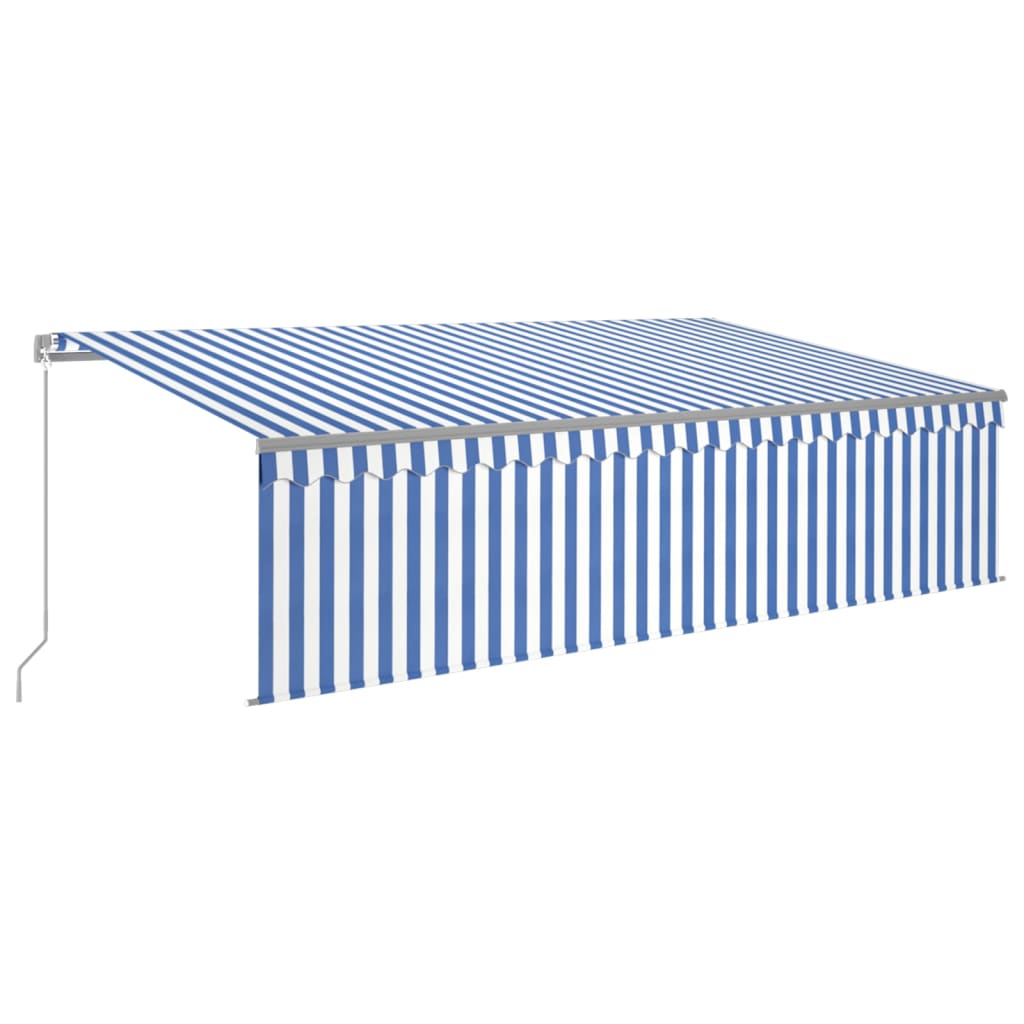 Tenda Sole Retrattile Manuale con Parasole 5x3m Blu e Bianco - homemem39
