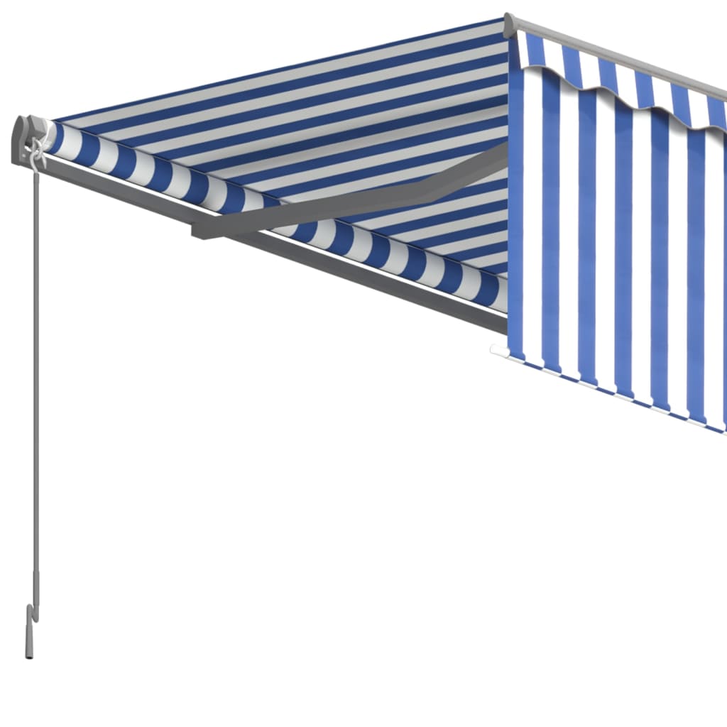 Tenda Sole Retrattile Manuale con Parasole 5x3m Blu e Bianco - homemem39