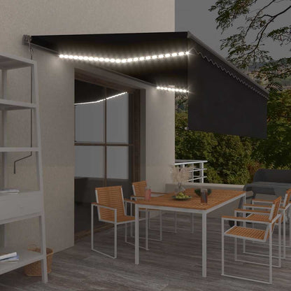 Tenda Automatica con Parasole Sensore Vento e LED 5x3 Antracite | homemem39