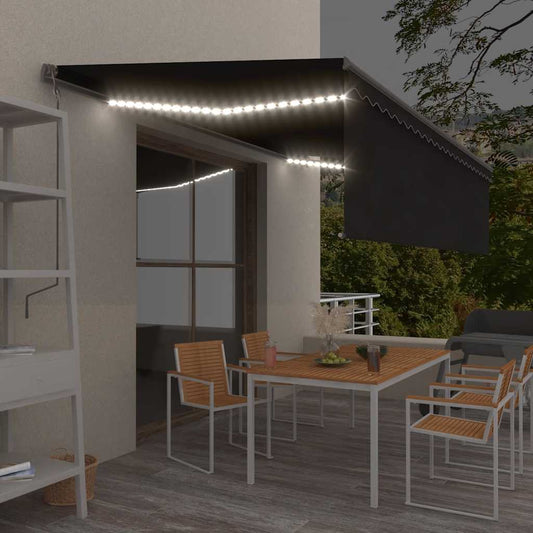 Tenda Automatica con Parasole Sensore Vento e LED 5x3 Antracite | homemem39