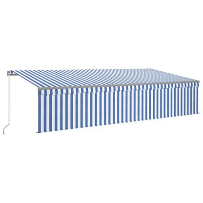 Tenda Sole Retrattile Manuale con Parasole 6x3m Blu e Bianc6 - homemem39