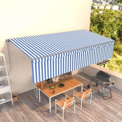 Tenda Sole Retrattile Manuale con Parasole 6x3m Blu e Bianc6 - homemem39