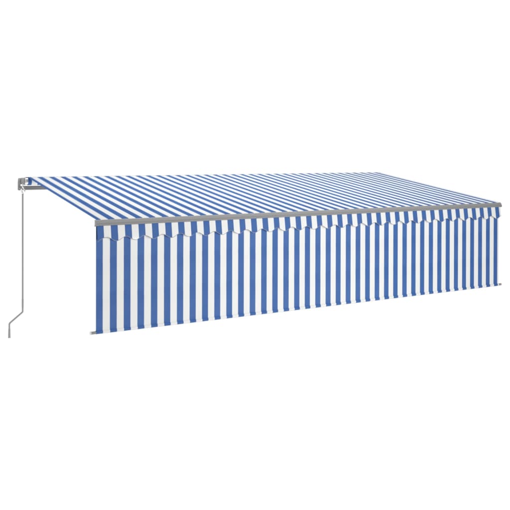 Tenda Sole Retrattile Manuale con LED 6x3m Blu e Bianc6 - homemem39