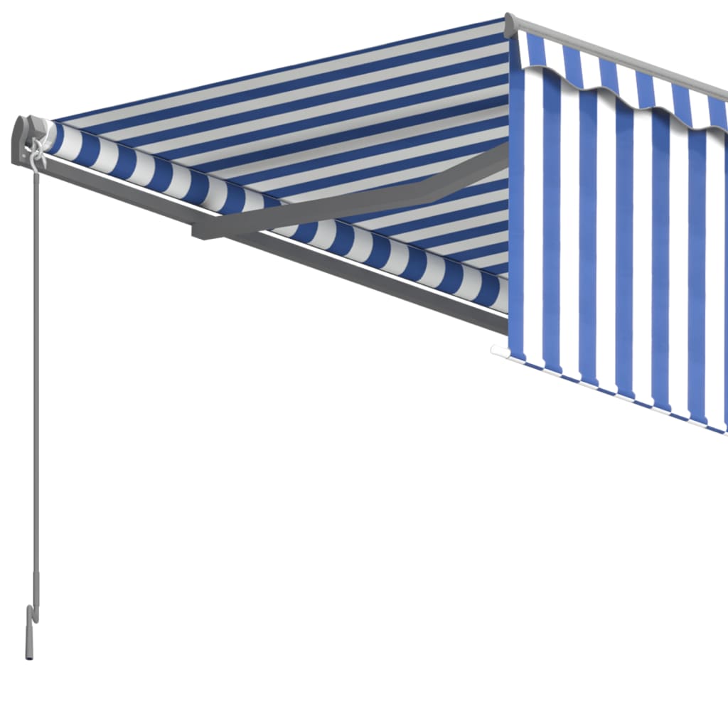 Tenda Sole Retrattile Automatica con Parasole 6x3m Blu Bianco - homemem39