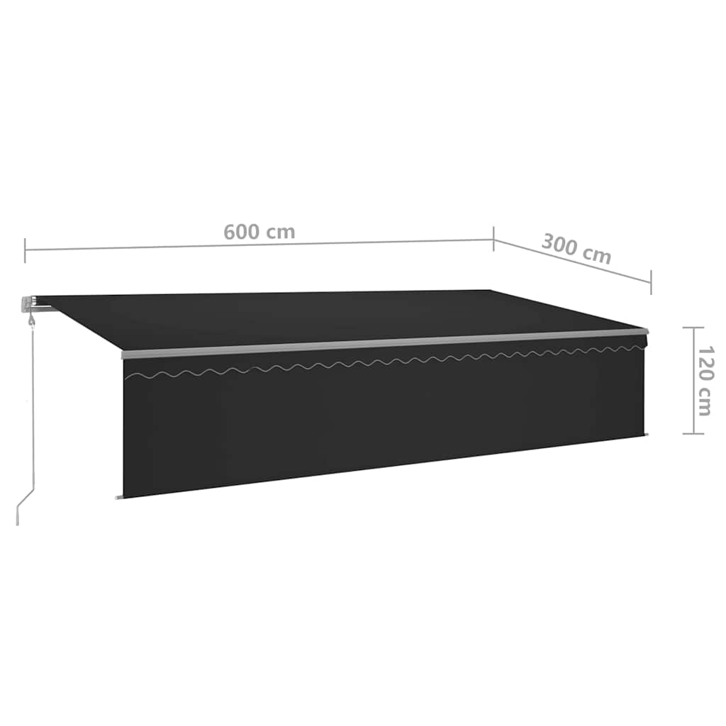 Tenda da Sole Retrattile Automatica con Parasole 6x3m Antracite | homemem39