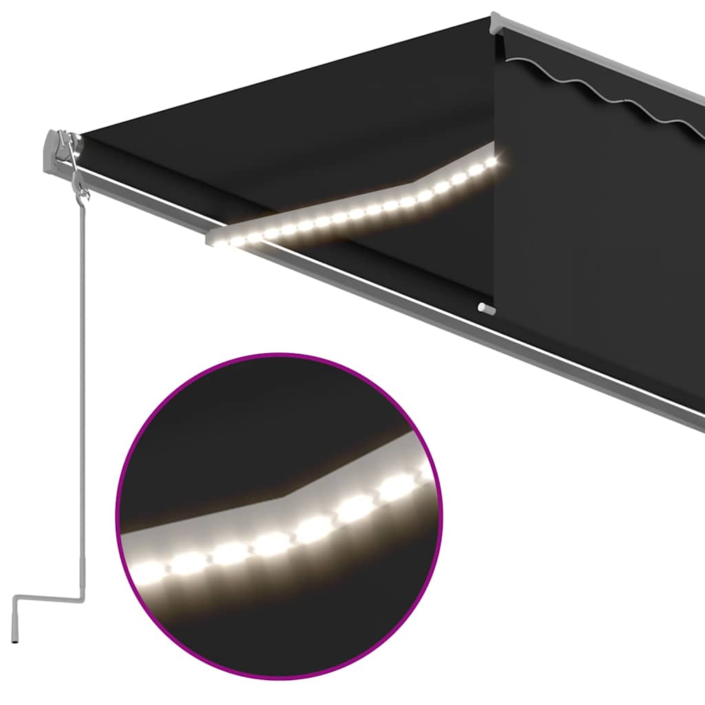 Tenda Automatica con Parasole Sensore Vento e LED 6x3 Antracite | homemem39