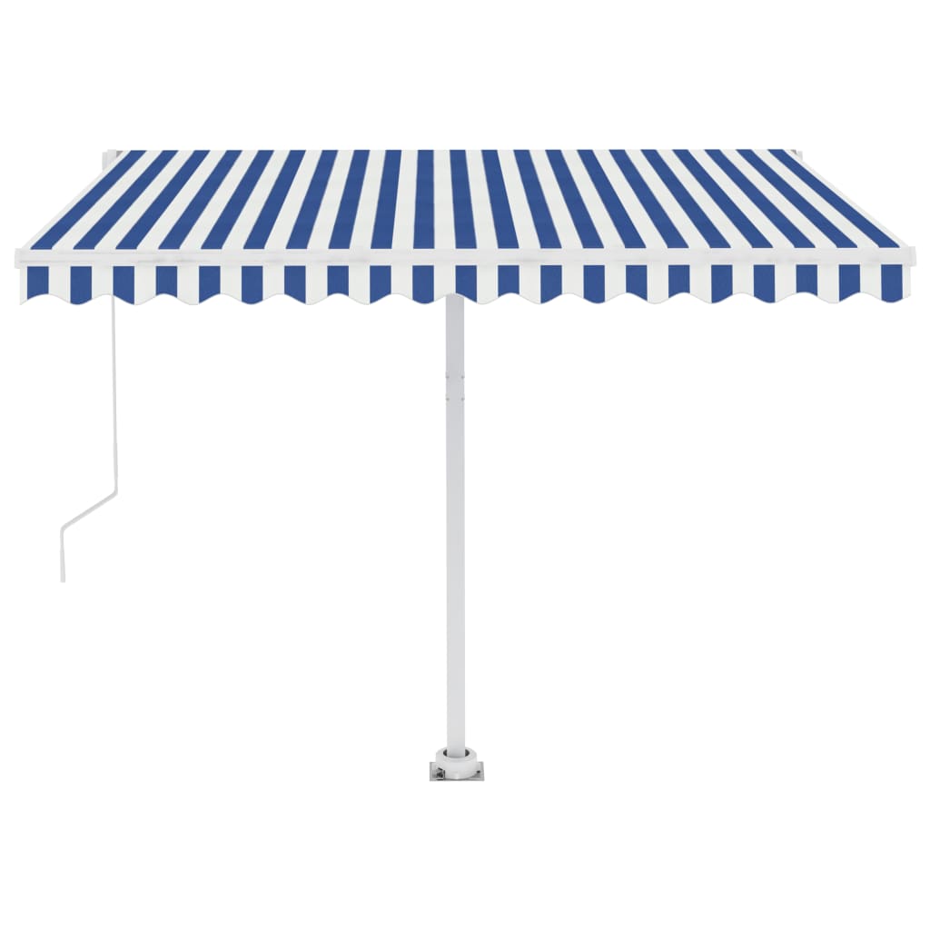 Tenda da Sole Manuale Autoportante 300x250 cm Blu e Bianca - homemem39