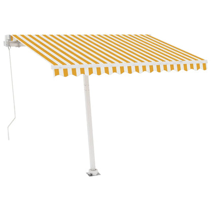 Tenda da Sole Manuale con LED 300x250 cm Gialla e Bianca