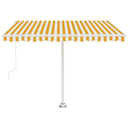 Tenda da Sole Manuale con LED 300x250 cm Gialla e Bianca