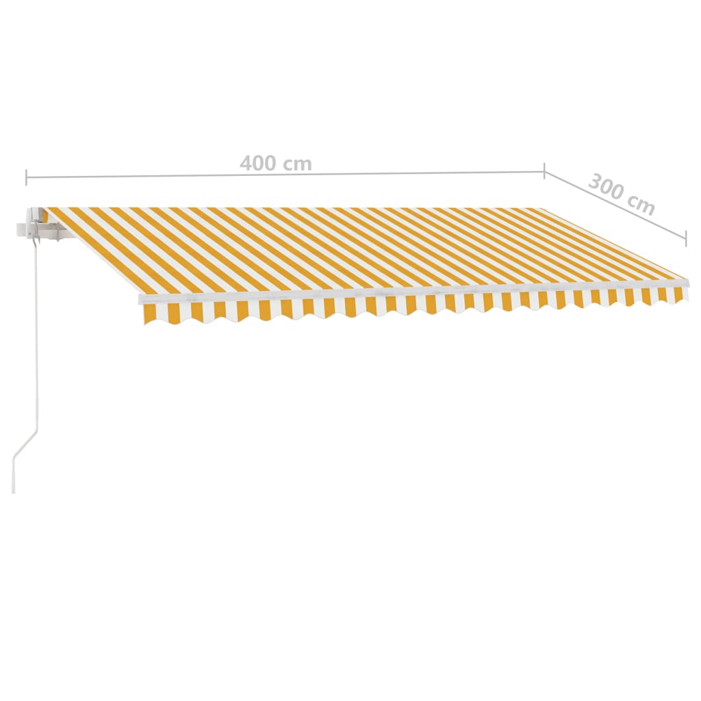 Tenda Retrattile Manuale con Palo 400x300 cm Giallo Bianco