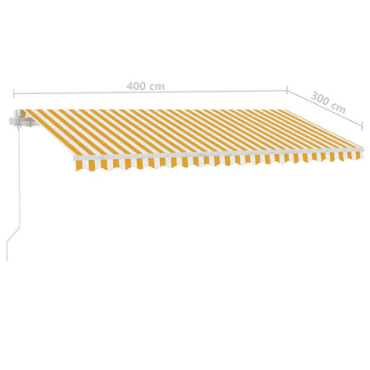 Tenda Retrattile Manuale con Palo 400x300 cm Giallo Bianco