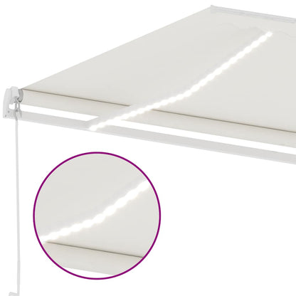 Tenda da Sole Retrattile Manuale con LED 400x300 cm Crema