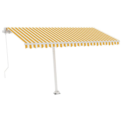 Tenda da Sole Retrattile Manuale e LED 400x300cm Gialla Bianca